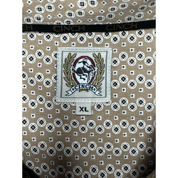 Cinch Men's Long Sleeve Brown Geo Print Western Button Up Shirt - Size XL - Picture 4 of 5